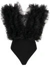 Alchemy X Lia Aram Ruffle Sleeveless Bodysuit In Black