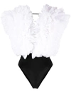 Alchemy X Lia Aram Ruffled Sleeveless Bodysuit In White