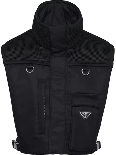 Prada Triangle-logo High-neck Vest In Black