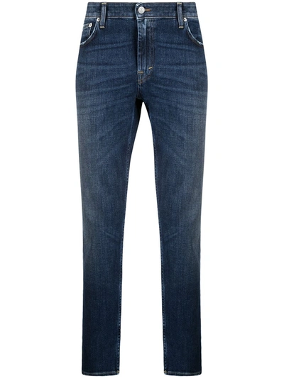 Department 5 Logo-patch Cropped Jeans In Blue