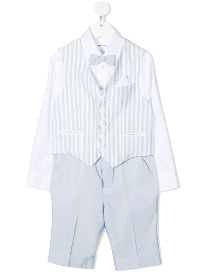Colorichiari Kids' Striped-waistcoat Suit In Blue