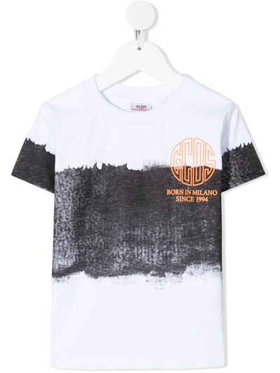 Gcds Kids' Born In Milano Tie-dye T-shirt In White