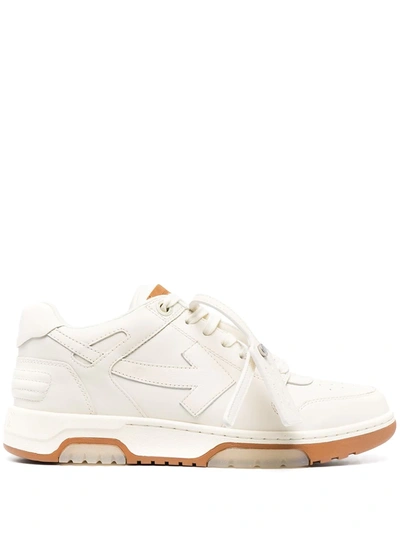 Off-white Out Of Office White Leather Sneakers In Beige