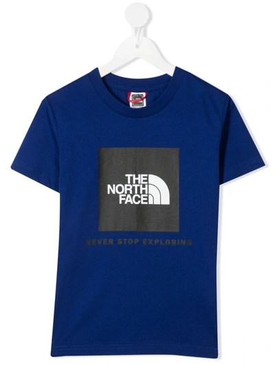 The North Face Teen Box Logo-print Cotton T-shirt In Blue