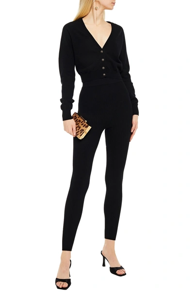 Dolce & Gabbana Cropped Cashmere Wrap Cardigan In Black