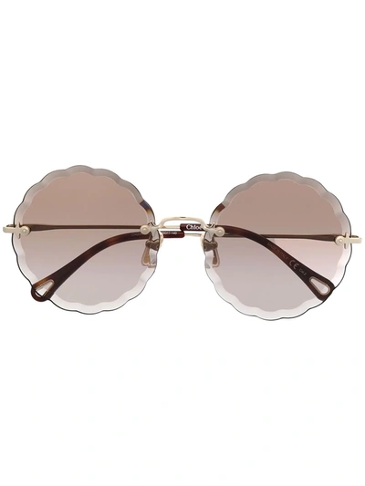 Chloé Round-frame Sunglasses In Gold