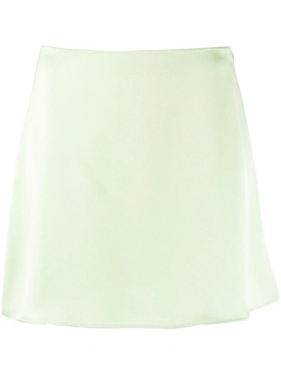 Andamane Satin-finish Zip Miniskirt In Green-lt