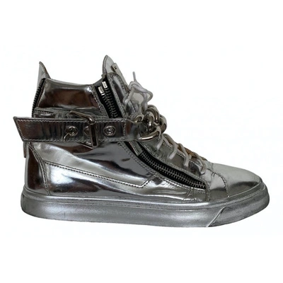 Pre-owned Giuseppe Zanotti Patent Leather High Trainers In Silver