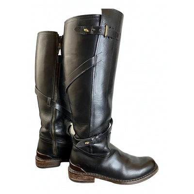 Pre-owned Rag & Bone Leather Riding Boots In Black