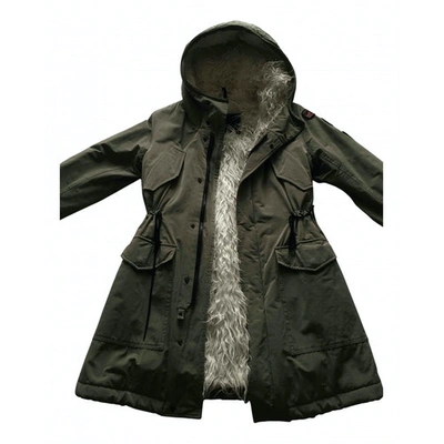 Pre-owned Replay Faux Fur Parka In Khaki