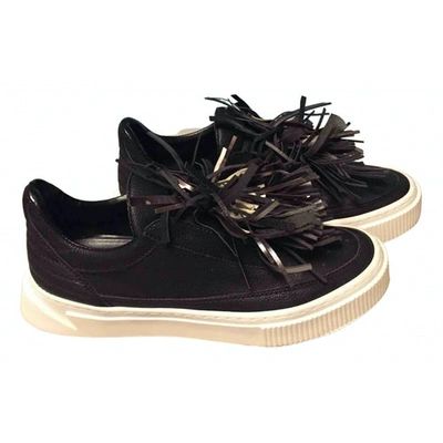 Pre-owned Greymer Leather Trainers In Black