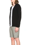 Comme Des Garçons Play Lambswool Cardigan With Small Black Emblem Sleeve In Black