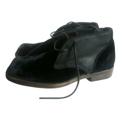 Pre-owned Dolce & Gabbana Black Velvet Boots