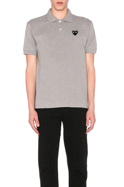 Comme Des Garçons Play Cotton Polo With Black Emblem In Gray