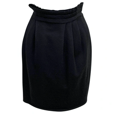 Pre-owned Emanuel Ungaro Wool Mini Skirt In Black