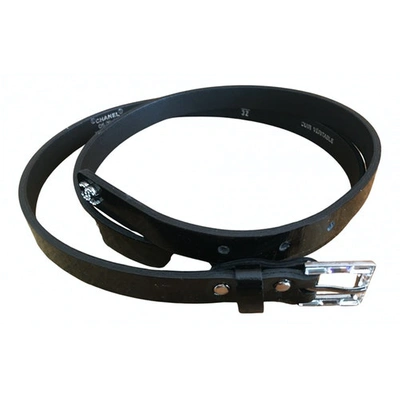 Pre-owned Chanel Leather Belt In Black