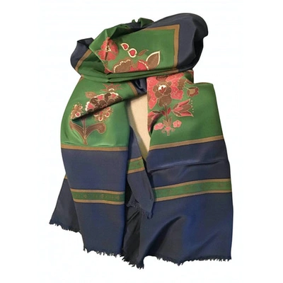 Pre-owned Lanvin Silk Stole In Navy