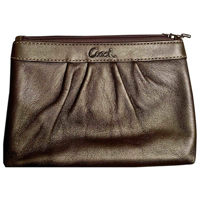 Pre-owned Coach Leather Card Wallet In Metallic