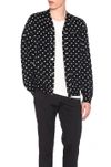 COMME DES GARÇONS PLAY DOT PRINT WOOL CARDIGAN WITH BLACK EMBLEM,CDES-MK7