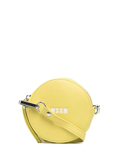 Msgm Logo Print Mini Bag In Yellow