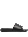 Msgm Slide Sandals With Micro Logo In Black