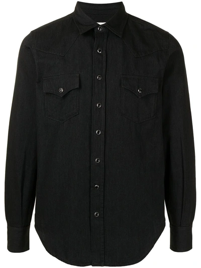 SAINT LAURENT POINTED COLLAR WESTERN DENIM SHIRT