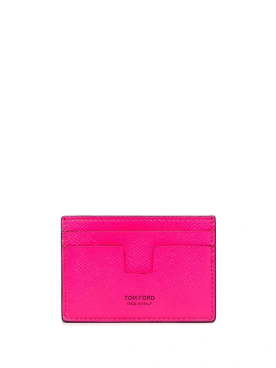 Tom Ford Logo Stamp Cardholder In Fluo Fuchsia