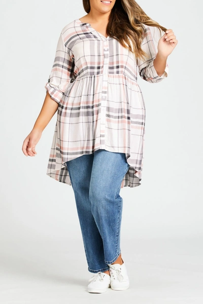 Avenue Shyanne Plaid Tunic In Ivory Check