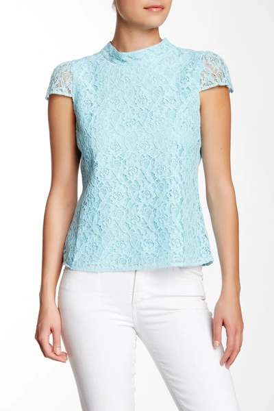 Vertigo Cap Sleeve Lace Blouse In Coastal Blue