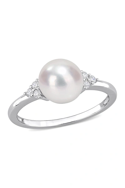 Delmar 8mm Cultured Freshwater Pearl & Cz Ring In White