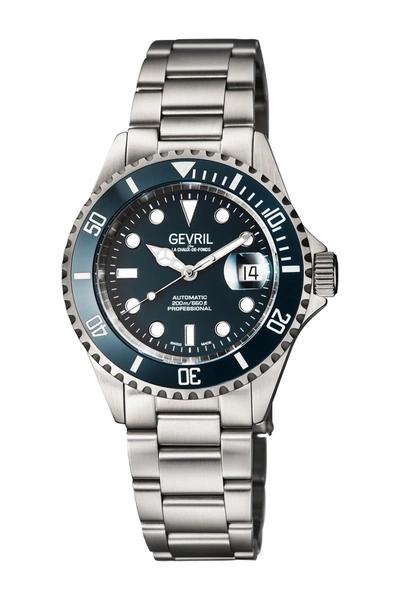 Gevril Wall Street Swiss Automatic Diver Bracelet Watch, 43mm In Silver