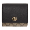 GUCCI BEIGE & BLACK SMALL GG SUPREME MARMONT FLAP WALLET