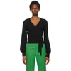 GUCCI BLACK CASHMERE TIE-WAIST V-NECK jumper