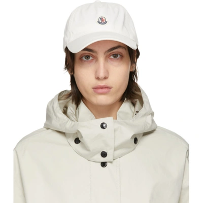 Moncler White Logo Baseball Cap In White