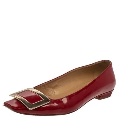 Pre-owned Roger Vivier Red Patent Leather Ballet Flat Size 36.5