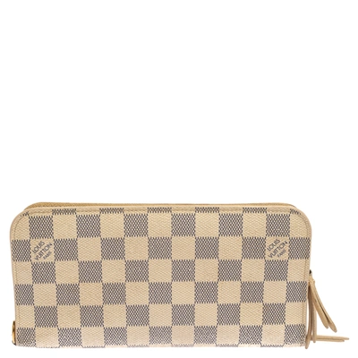 Pre-owned Louis Vuitton Damier Azur Canvas Insolite Wallet In White