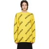Balenciaga Logo Intarsia Oversize Crewneck Sweater In Yellow
