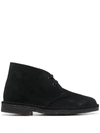 Clarks Black Suede Desert Boots In Black