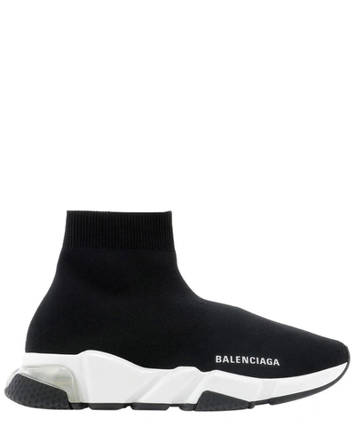 Balenciaga Speed Stretch-knit High-top Sneakers In Black