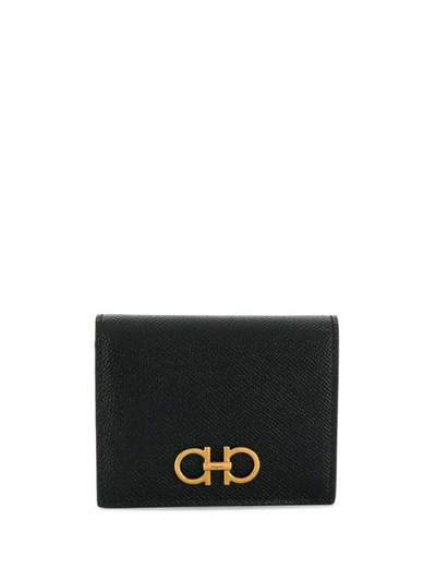 Ferragamo Salvatore  Gancini Compact Wallet In Black