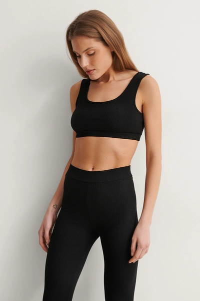 Na-kd Ribbed Cropped Top Black