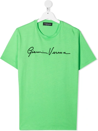 Young Versace Teen Logo-print T-shirt In Green