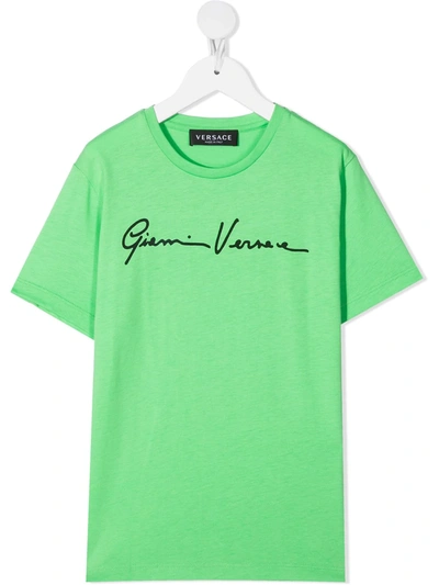 Young Versace Kids' Logo-print T-shirt In Green