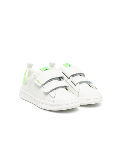 Diesel Kids' Touch-strap Low-top Sneakers In White