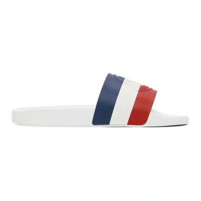 Moncler Basile Embossed Sliders In White