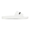 Balenciaga Logo Embossed Pool Slides In White