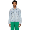 Casablanca Blue Denim Monogram Vintage Wash Jacket In Sunbleached