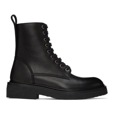 Amiri Crepe-sole Leather Combat Boots In Black