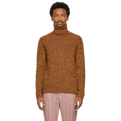Gucci Yellow & Brown Vanisé Knit Sweater In 2088 Chocol