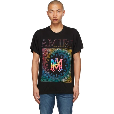 Amiri Rainbow Bandana Print Jersey T-shirt In Black